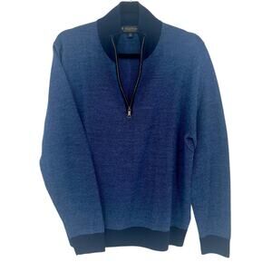 Brooks Brothers 100% Extra Fine Merino Wool 1/4 zip Sweater - Medium - Blue